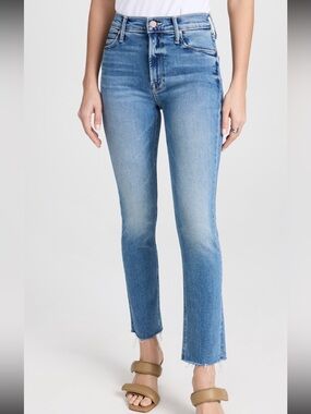 Title: MOTHER The Mid Rise Dazzler Ankle Fray Jeans Size 30 Blue Stretch Denim